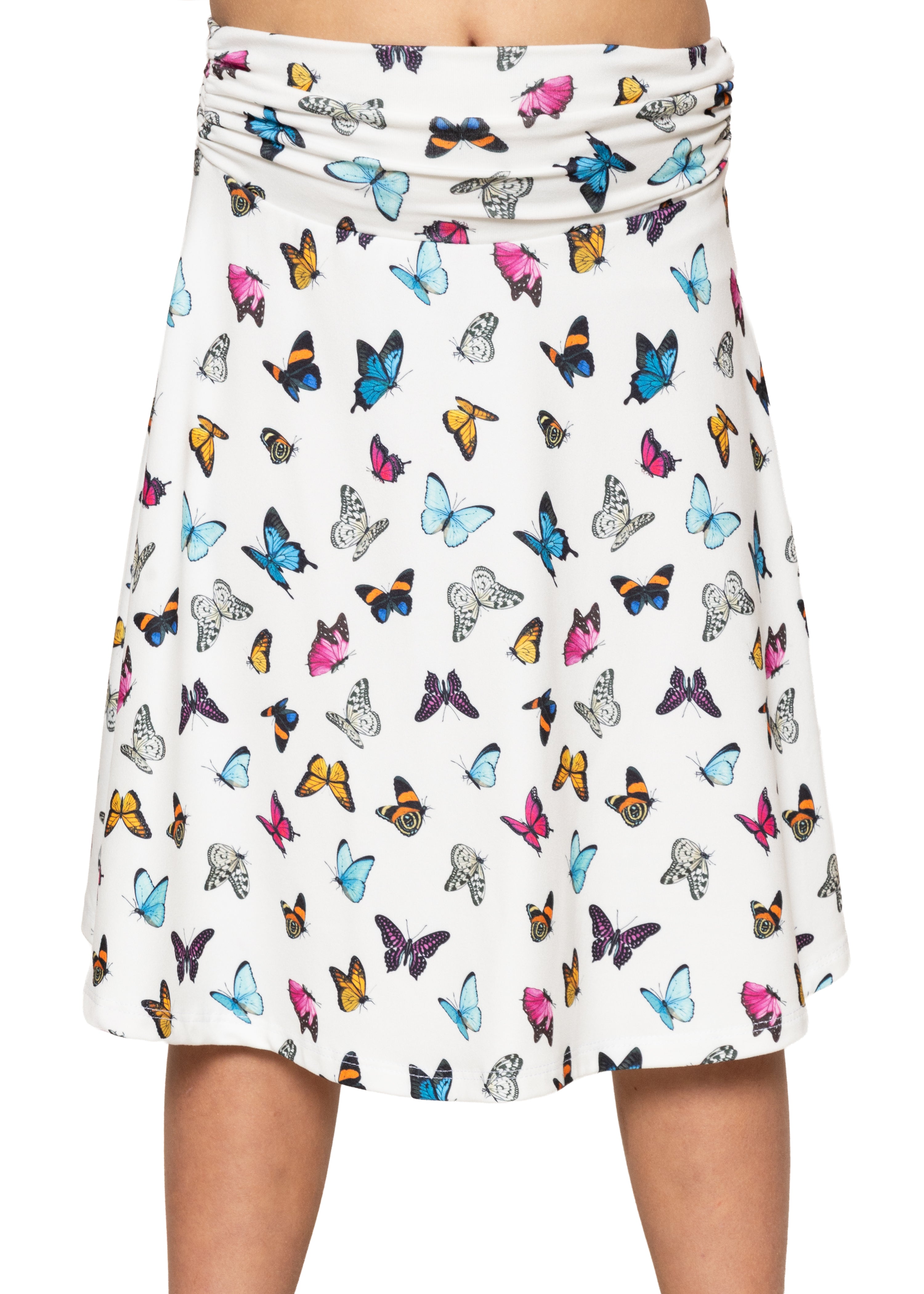 Youth Girl’s Flowy Knee Length Skirt with Ruched Waistband