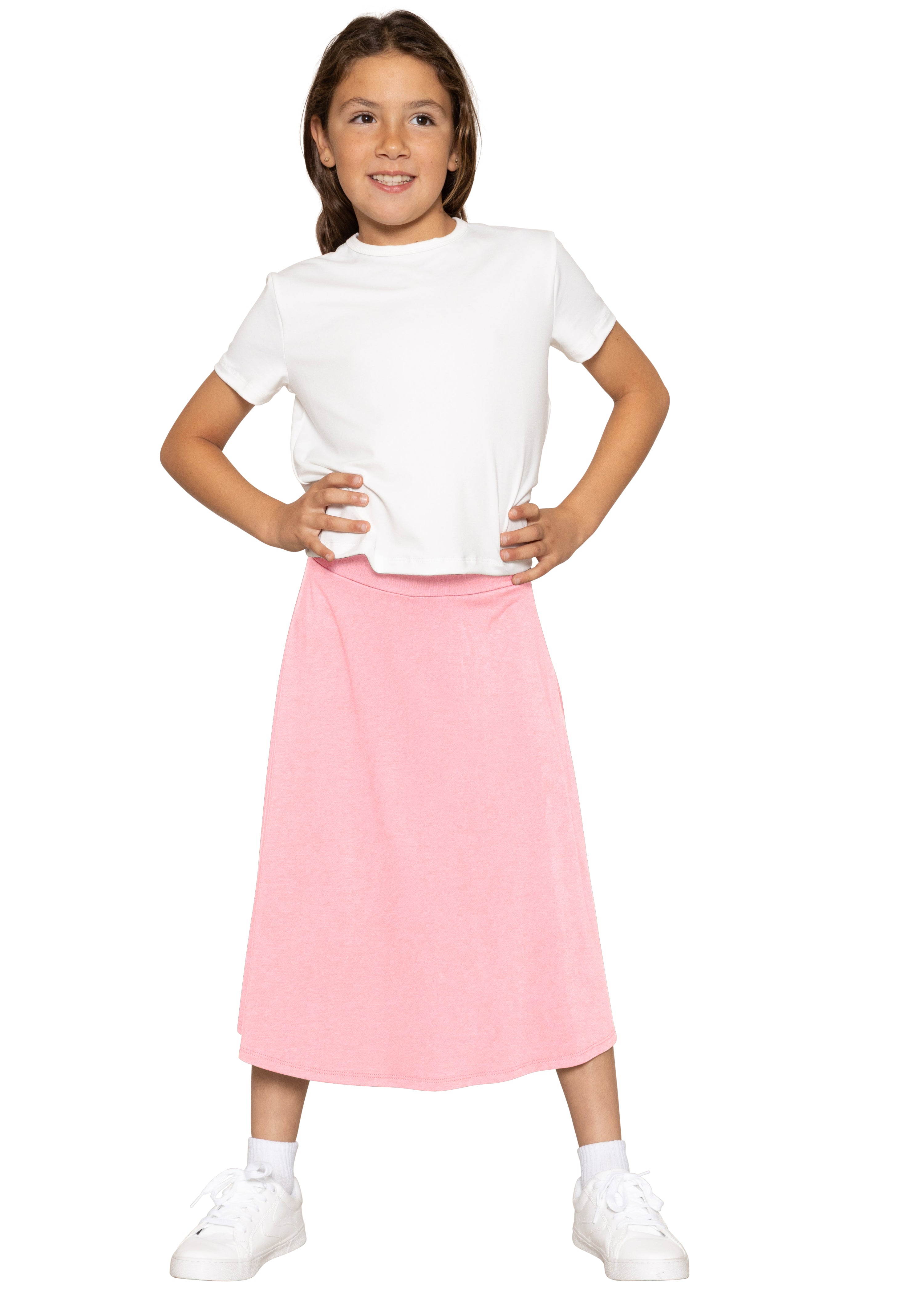Girl's A-Line Midi Skirt with Built-in Shorts