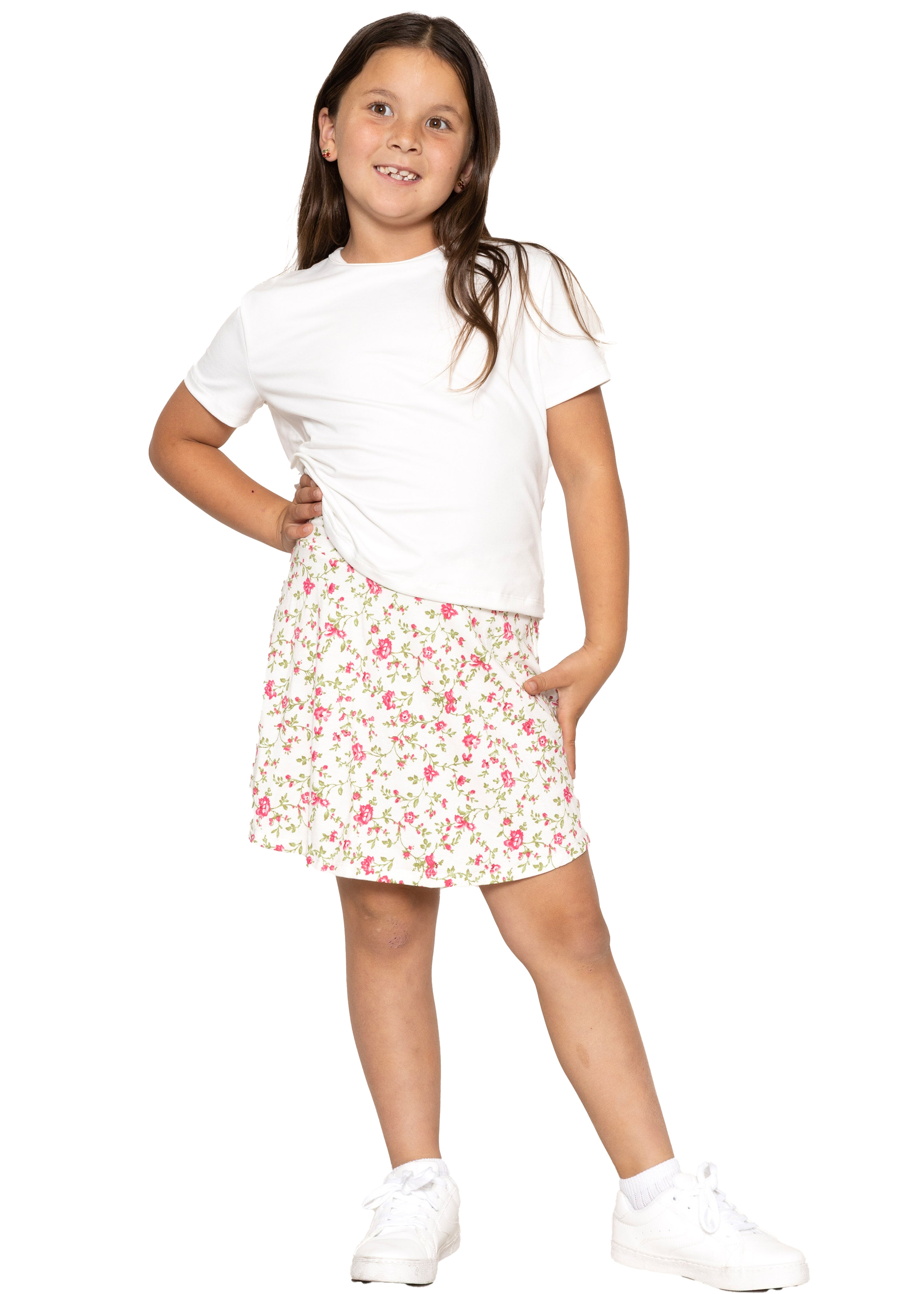 Girl's A-Line Short Skirt with Built-in Shorts