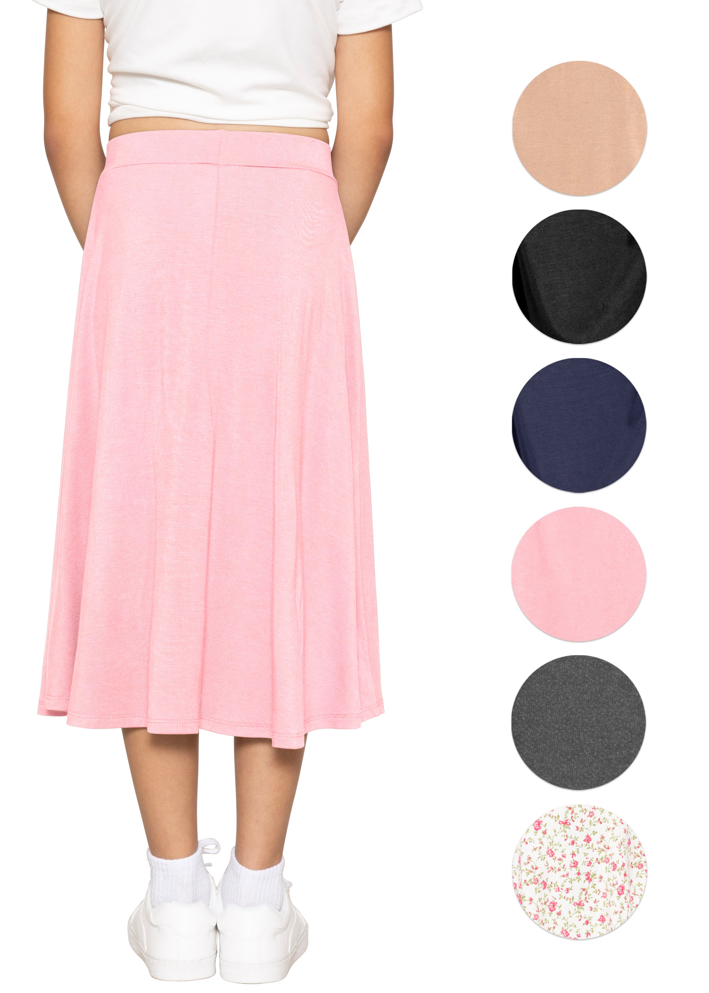 Girl's A-Line Midi Skirt with Built-in Shorts