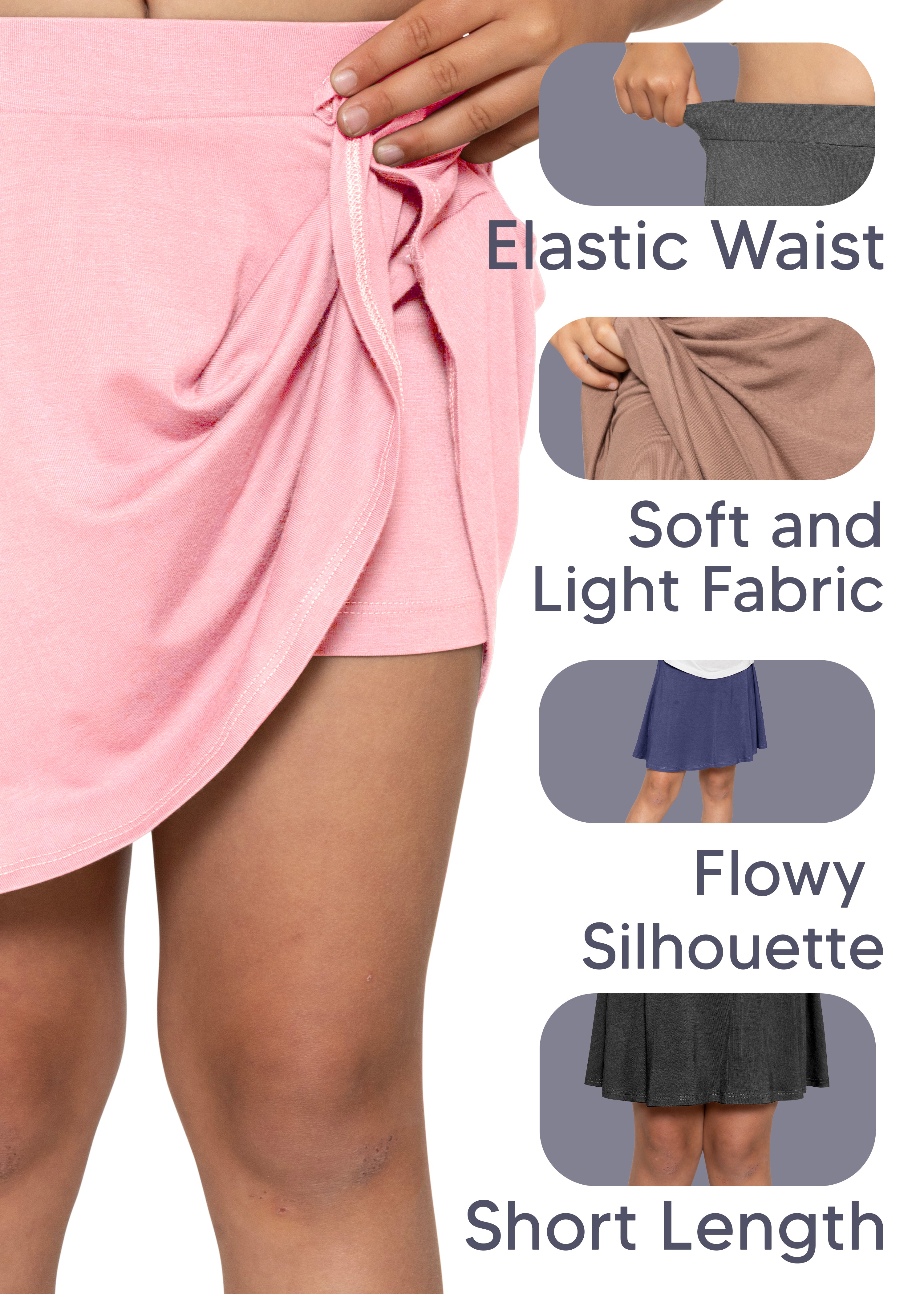 Girl's A-Line Short Skirt with Built-in Shorts