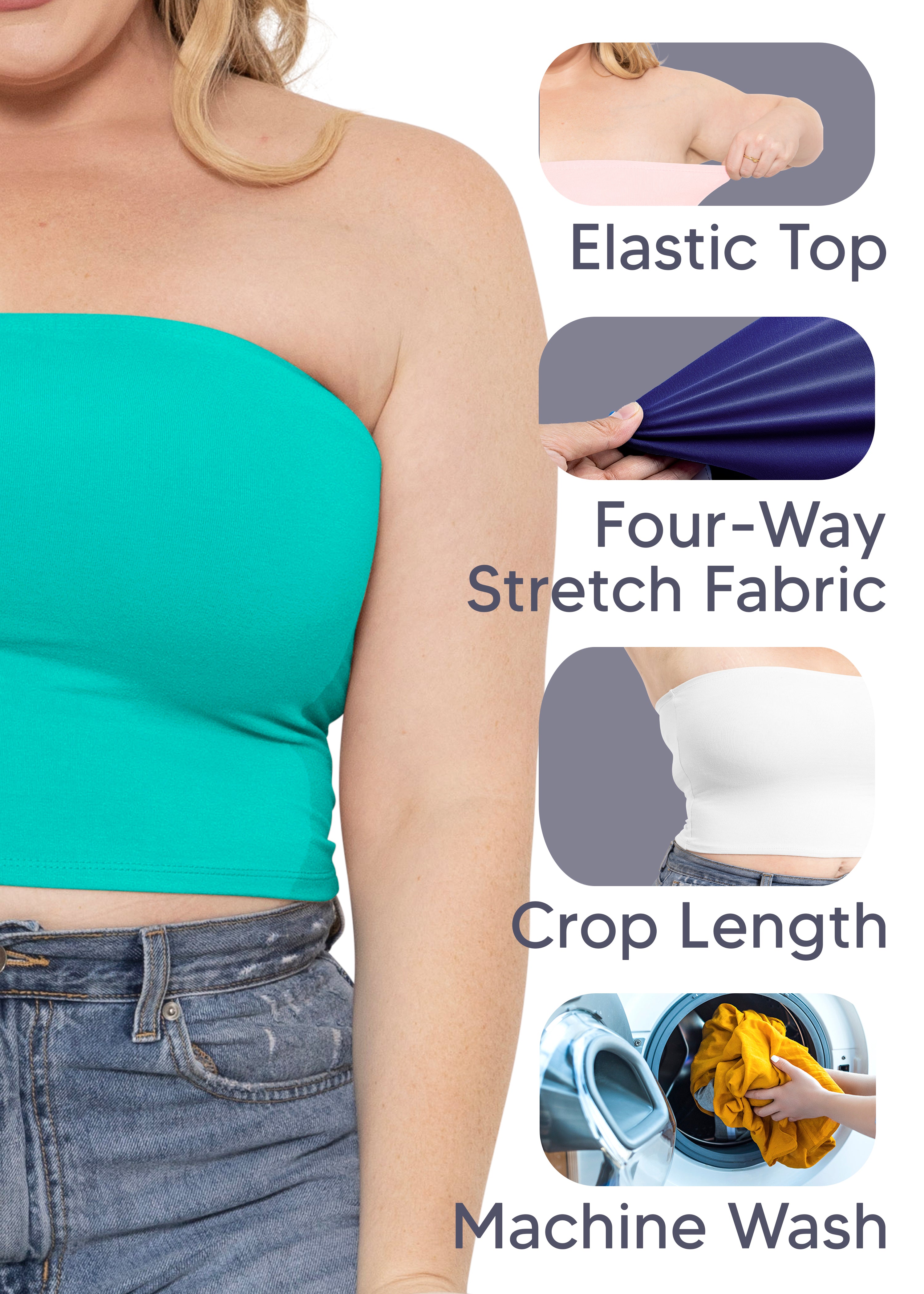 Women's Regular and Plus Size Crop Tube Top