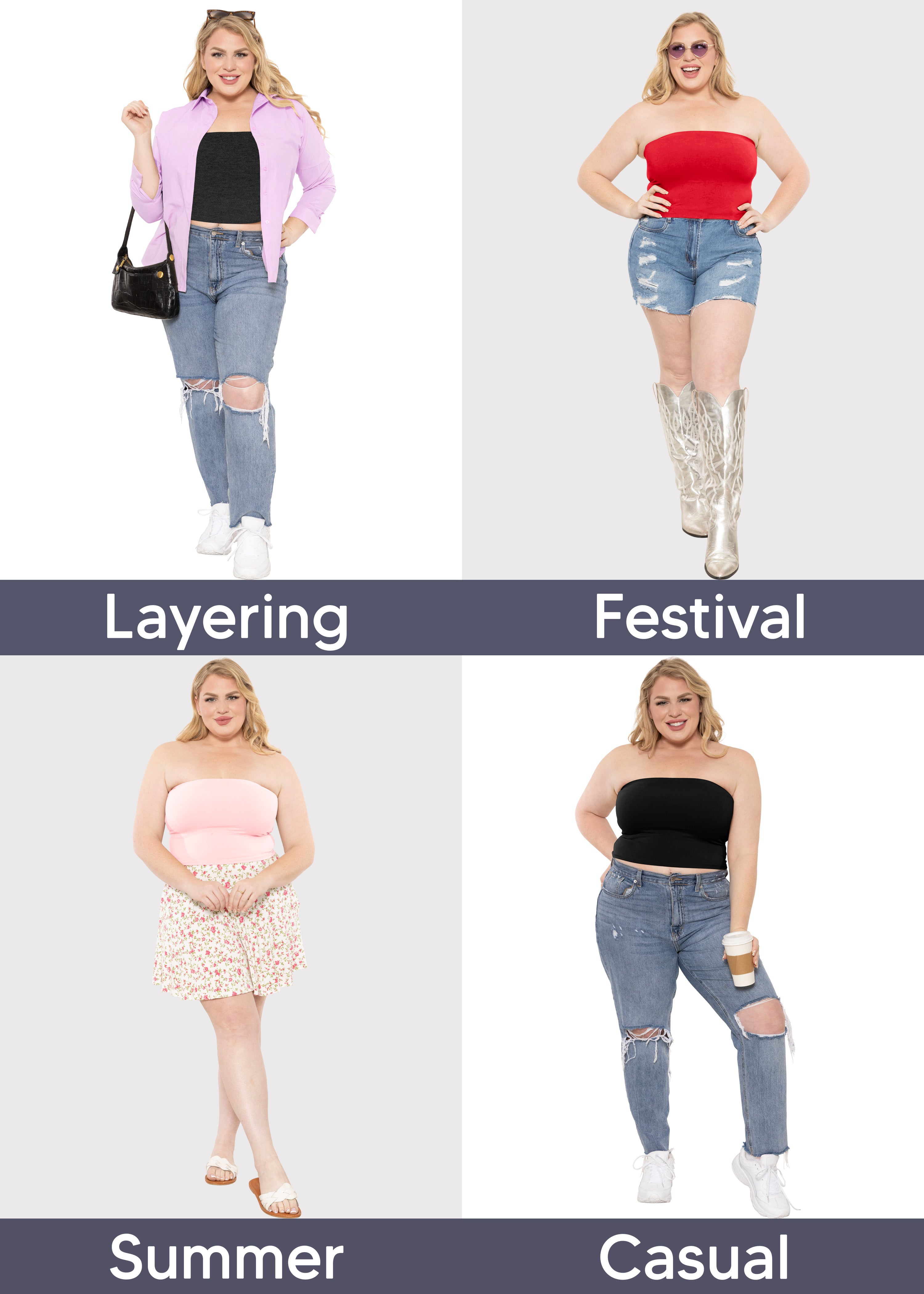 Women's Regular and Plus Size Crop Tube Top