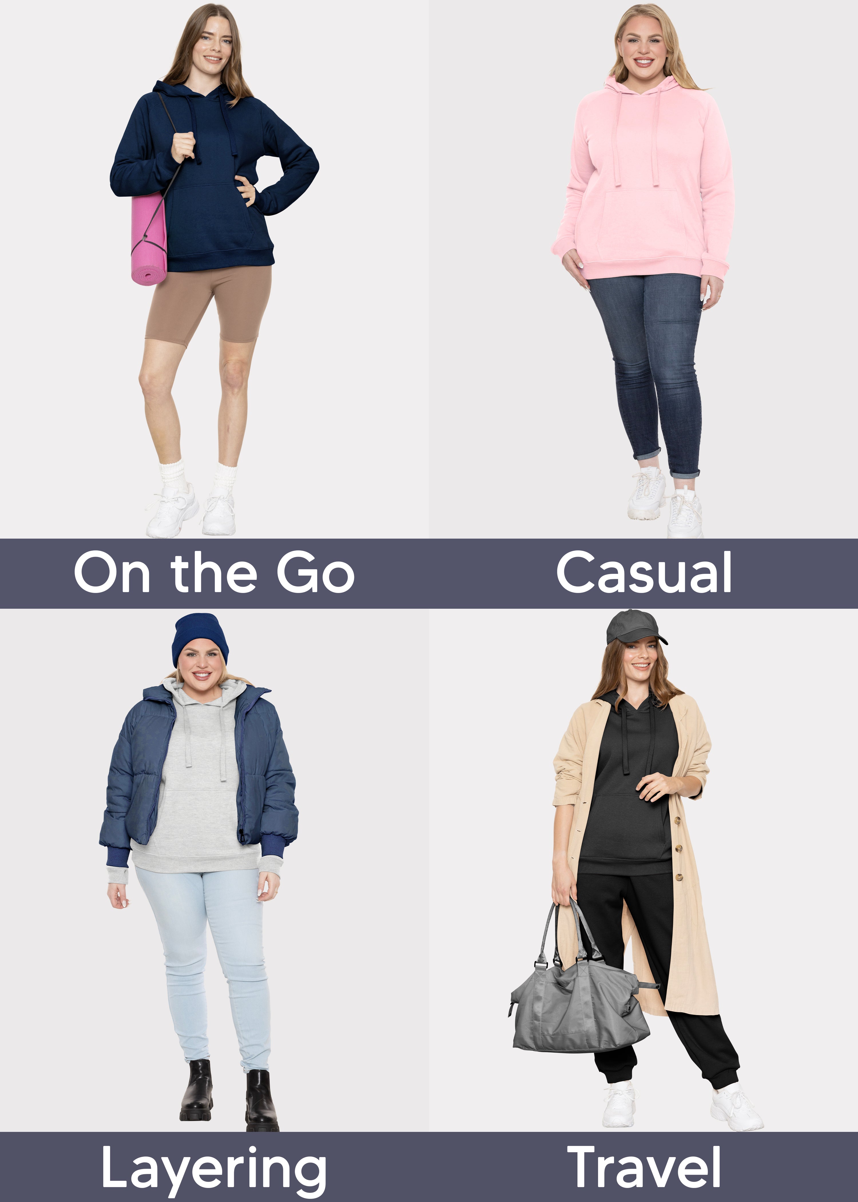 Women's and Plus Size Soft Hoodie with Extra Side Seam Zippered Pocket | Cozy and Functional | Small - 3X