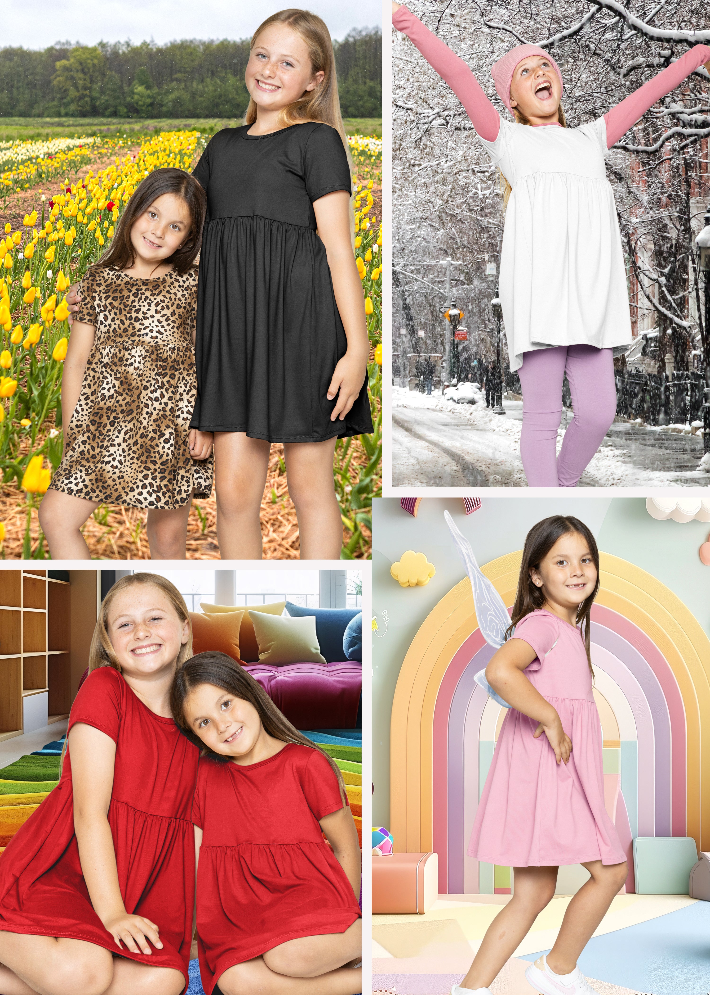 Youth Girl’s Oh So Soft Playtime T Shirt Dress Short Sleeve Casual Stretch Play Dresses|Little to Big Kids