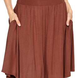 Women's and Plus Size Scoop Hem Flare Mid Length Skirt with Pockets