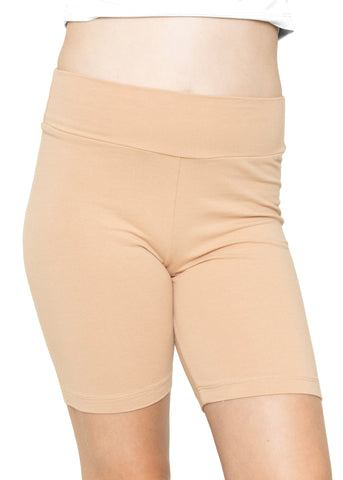 Girl's Cotton Stretch High Waist Biker Shorts