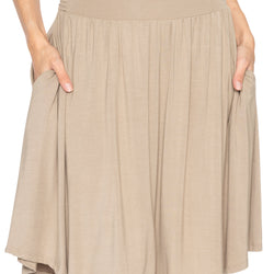 Women's and Plus Size Scoop Hem Flare Mid Length Skirt with Pockets