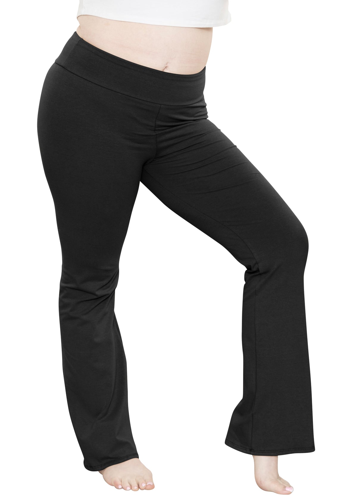 Women Plus Size High Waist Cotton Bootcut Yoga Pants