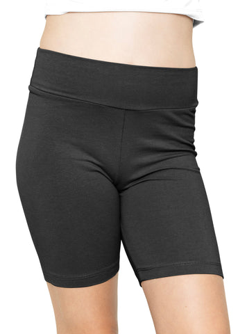 Girl's Cotton Stretch High Waist Biker Shorts