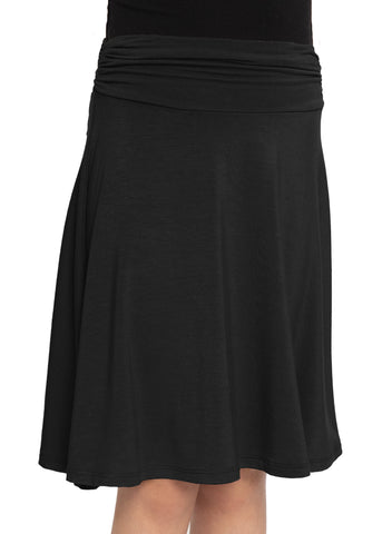 Youth Girl’s Flowy Knee Length Skirt with Ruched Waistband
