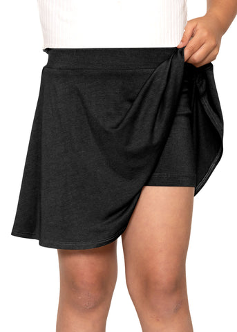 Girl's A-Line Short Skirt with Built-in Shorts