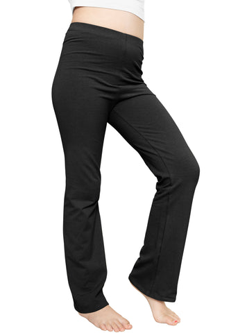 Girl's Cotton High Rise Everyday Straight Leg Yoga Pants – Youth Sizes for Little to Big Kids