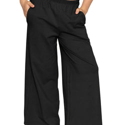 Girl's Cotton Wide Leg Pants | Pull-On Style with Pockets | Soft Stretch, Everyday Wear
