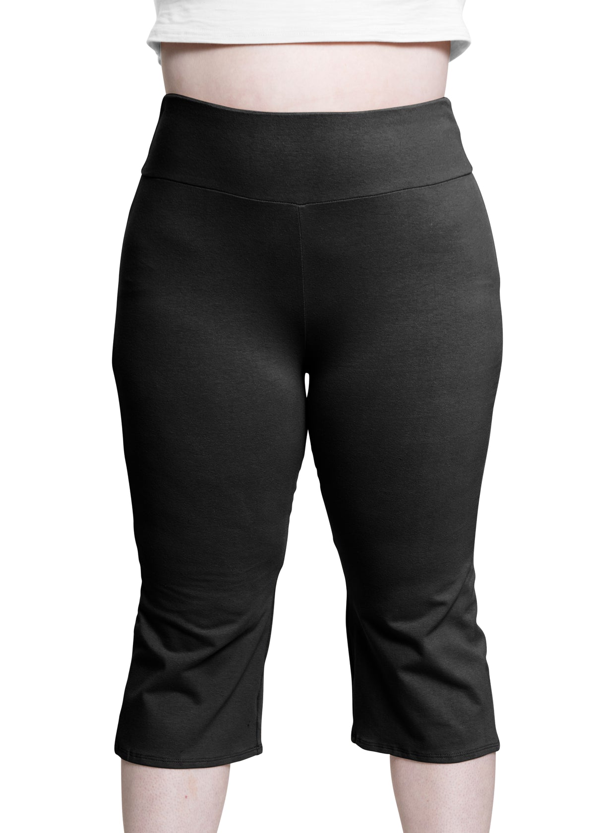 Women Plus Size High Waist Knee Length Cotton Bootcut Yoga Pants