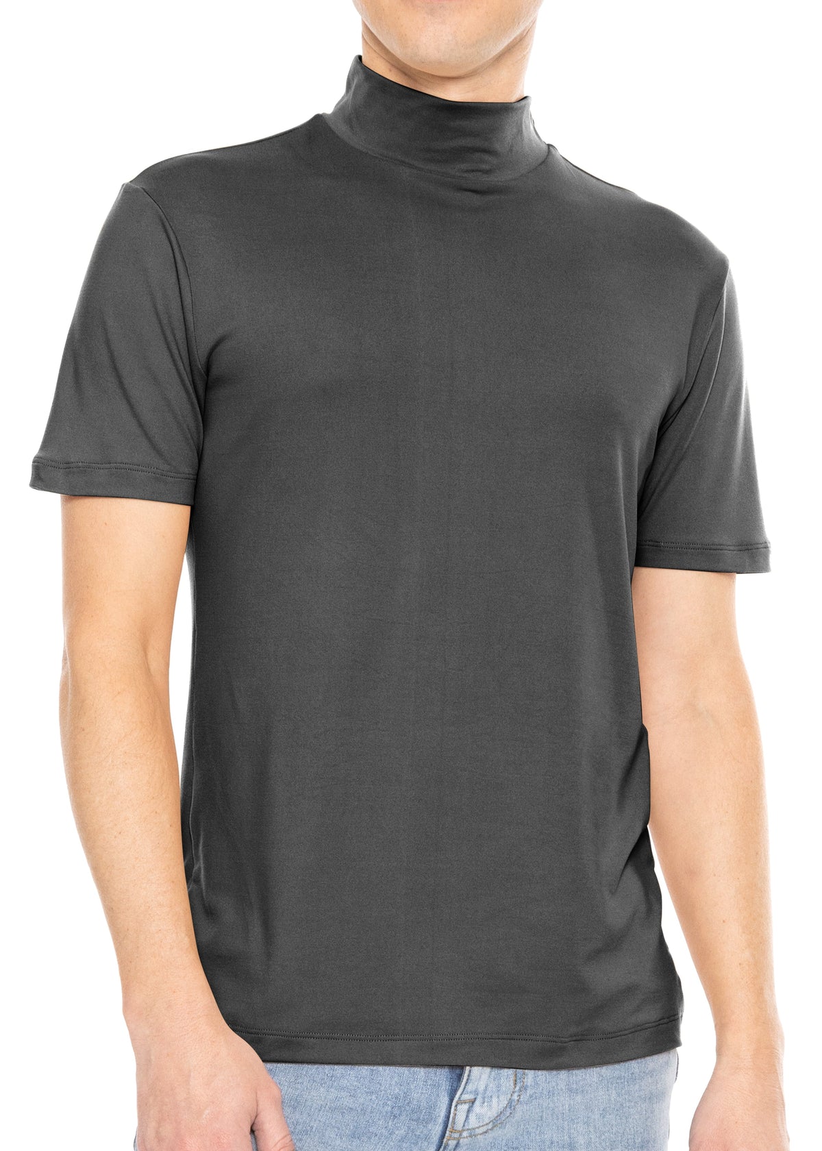 Men's Cotton Mock Neck Short Sleeve Top