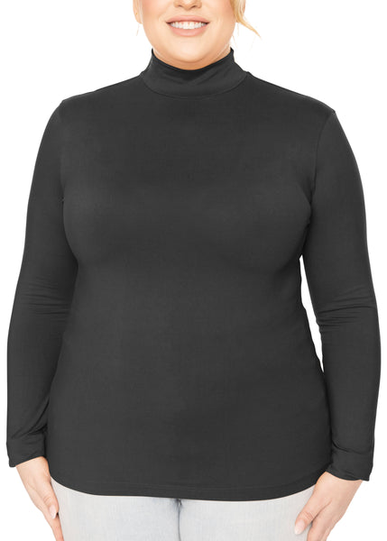 Women's and Plus Oh So Soft Long Sleeve Mock Turtleneck Top Regular Fit Everyday Wear