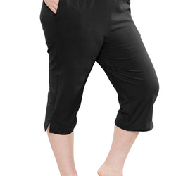 Women’s and Plus Size Cotton Straight Leg Cropped Pants with Pockets | Soft and Casual