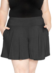 Women’s and Plus Size Flowy Wide Leg Shorts with Pockets