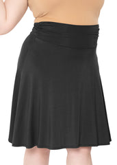 Women's & Plus Size Knee Length Ruched Waist Flowy Skirt