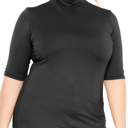 Women's Plus Size Warm Short Sleeve Turtleneck Top | Ultra Soft