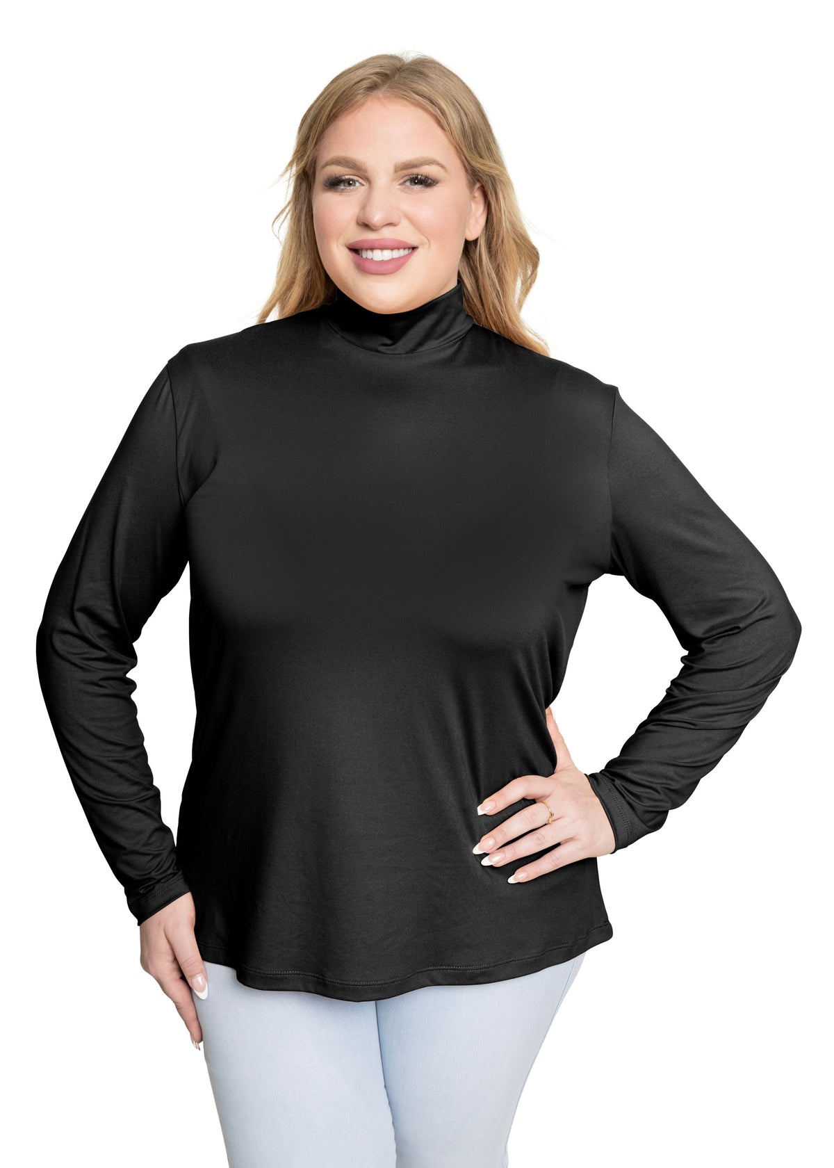 Women's and Plus Oh So Soft Long Sleeve Mock Turtleneck Top Relaxed Fit Everyday Wear
