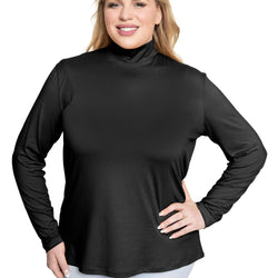 Women's and Plus Oh So Soft Long Sleeve Mock Turtleneck Top Relaxed Fit Everyday Wear