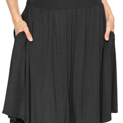 Women's and Plus Size Scoop Hem Flare Mid Length Skirt with Pockets