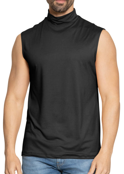 Men’s Oh So Soft Luxe Mock Neck Turtleneck Sleeveless Shirt Casual Pullover Top