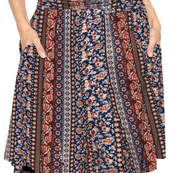 Women's and Plus Size Scoop Hem Flare Mid Length Skirt with Pockets