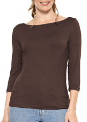 Women's and Plus Oh So Soft ¾ Boat Neck Top