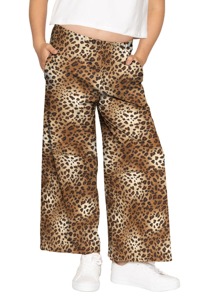 Girl's Cotton Wide Leg Pants | Pull-On Style with Pockets | Soft Stretch, Everyday Wear