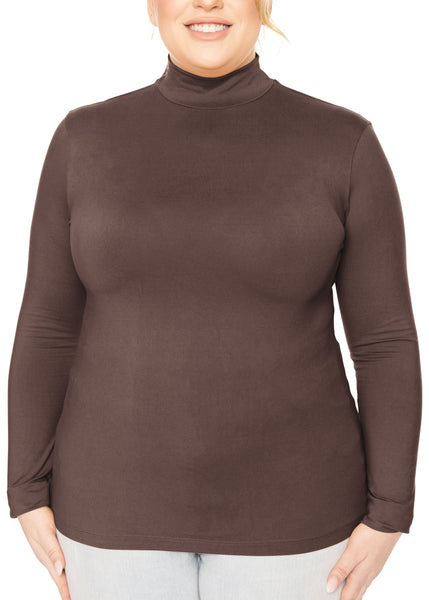 Women's and Plus Oh So Soft Long Sleeve Mock Turtleneck Top Regular Fit Everyday Wear