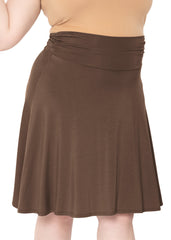 Women's & Plus Size Knee Length Ruched Waist Flowy Skirt