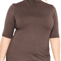 Women's Plus Size Warm Short Sleeve Turtleneck Top | Ultra Soft