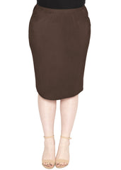 Women's Plus Size Soft Stretch MIDI Skirt