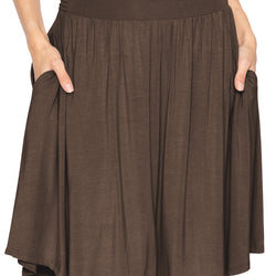 Women's and Plus Size Scoop Hem Flare Mid Length Skirt with Pockets