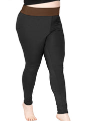 Women's and Plus Teamwear Foldover Full Length Cotton Yoga Leggings