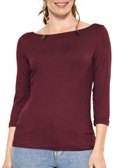 Women's and Plus Oh So Soft ¾ Boat Neck Top