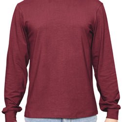 Men's Cotton Mock Neck Cuffed Long Sleeve Top
