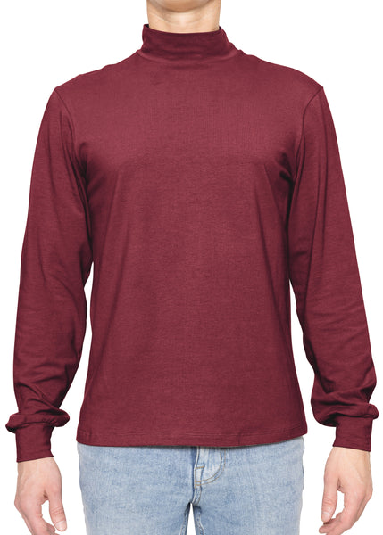 Men's Cotton Mock Neck Cuffed Long Sleeve Top