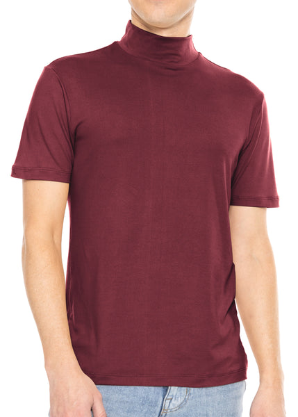 Men’s Oh So Soft Luxe Mock Neck Turtleneck Short Sleeve Shirt Casual Pullover Top