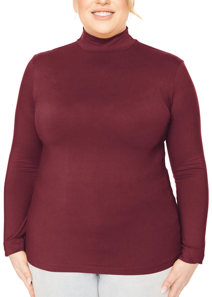 Women's and Plus Oh So Soft Long Sleeve Mock Turtleneck Top Regular Fit Everyday Wear