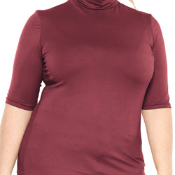 Women's Plus Size Warm Short Sleeve Turtleneck Top | Ultra Soft