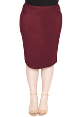 Women's Plus Size Soft Stretch MIDI Skirt