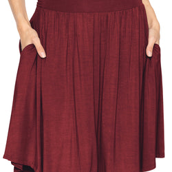 Women's and Plus Size Scoop Hem Flare Mid Length Skirt with Pockets