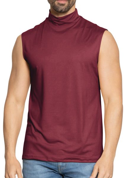 Men’s Oh So Soft Luxe Mock Neck Turtleneck Sleeveless Shirt Casual Pullover Top