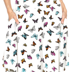 Women's and Plus Size Scoop Hem Flare Mid Length Skirt with Pockets