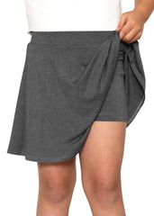Girl's A-Line Short Skirt with Built-in Shorts