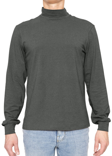 Men's Cotton Mock Neck Cuffed Long Sleeve Top